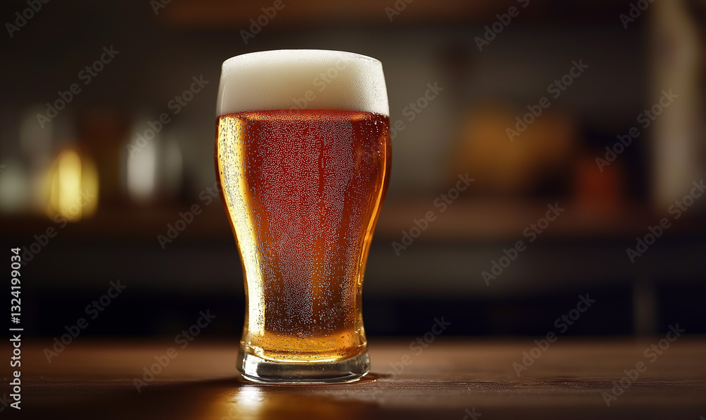 A concept of fresh beer in warm light A concept of fresh beer in warm light