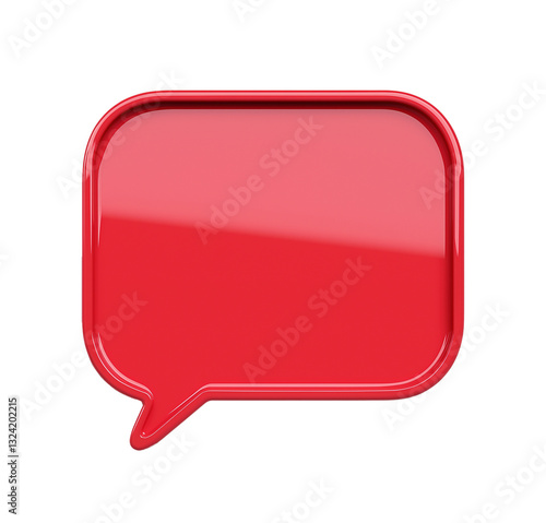 Obraz na płótnie Sleek red rectangular speech bubble with rounded corners transparent image. Blank talk balloon dialogue isolated cutout 3d render. Communication chat cut out clipart design element png w salonie