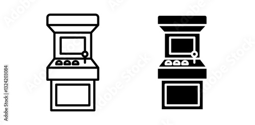 Arcade game machine icon pack in flat and thin liner vectors graphic for ui designs