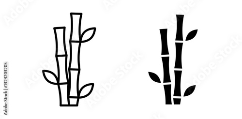 bamboo plant icon pack in flat and thin liner vectors graphic for ui designs