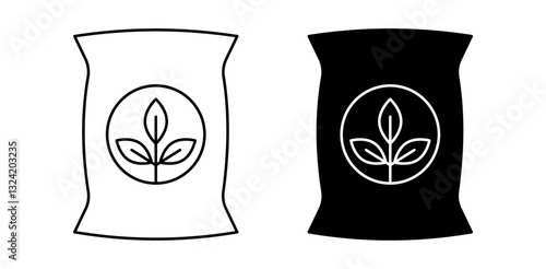 Bag of plant fertilizer icon pack in flat and thin liner vectors graphic for ui designs