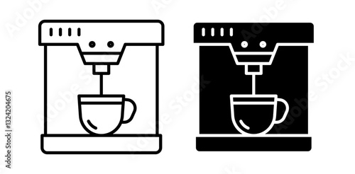 Coffee machine icon pack in flat and thin liner vectors graphic for ui designs