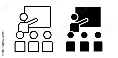 Conference room icon pack in flat and thin liner vectors graphic for ui designs