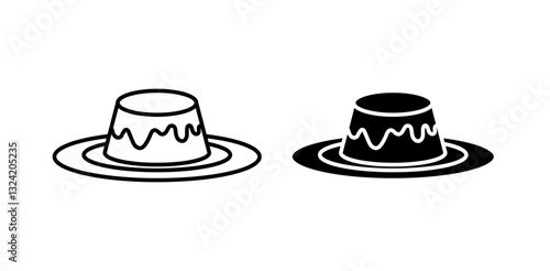 Custard pudding icon pack in flat and thin liner vectors graphic for ui designs