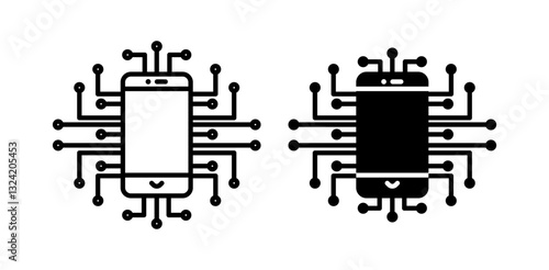 digitalisation icon pack in flat and thin liner vectors graphic for ui designs