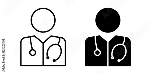 doctor icon pack in flat and thin liner vectors graphic for ui designs