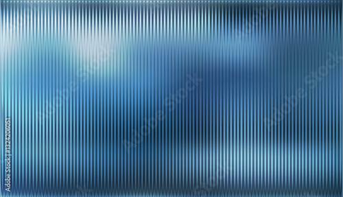 Dark blue grey ribbed glass. Vector ribbed glass texture background. Mesh gradient. acrylic ribbed bath surface. Reeded glass background semitransparent overlay. Bath wall window