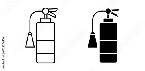 Fire extinguisher icon pack in flat and thin liner vectors graphic for ui designs