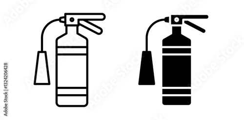 Fire extinguisher icon pack in flat and thin liner vectors graphic for ui designs