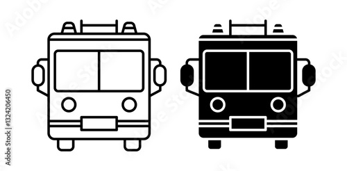 fire engine truck icon pack in flat and thin liner vectors graphic for ui designs