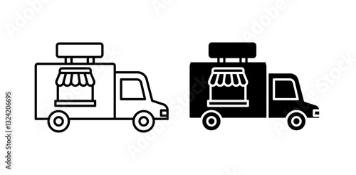 Food truck icon pack in flat and thin liner vectors graphic for ui designs