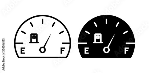 Fuel indicators icon pack in flat and thin liner vectors graphic for ui designs