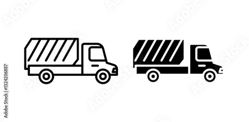 Garbage truck icon pack in flat and thin liner vectors graphic for ui designs