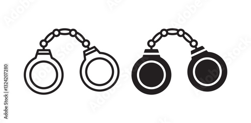 Handcuffs icon pack in flat and thin liner vectors graphic for ui designs
