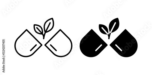 Herb eco capsule icon pack in flat and thin liner vectors graphic for ui designs