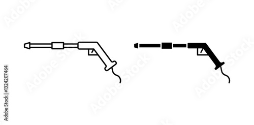 high pressure gun icon pack in flat and thin liner vectors graphic for ui designs
