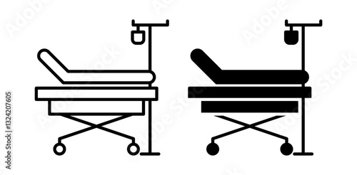 hospital bed icon pack in flat and thin liner vectors graphic for ui designs