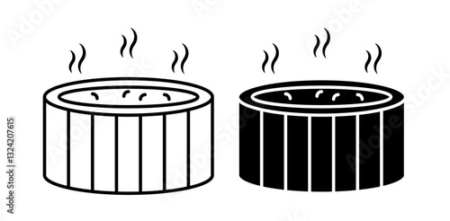 Hot jacuzzi tub icon pack in flat and thin liner vectors graphic for ui designs
