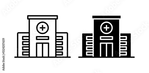 Hospital icon pack in flat and thin liner vectors graphic for ui designs