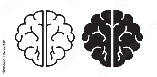 Human brain icon pack in flat and thin liner vectors graphic for ui designs