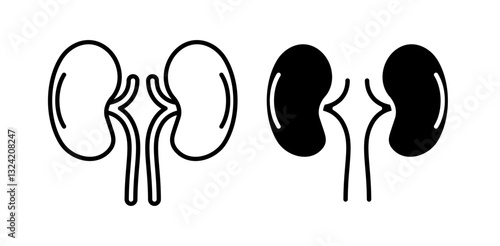 kidney icon pack in flat and thin liner vectors graphic for ui designs