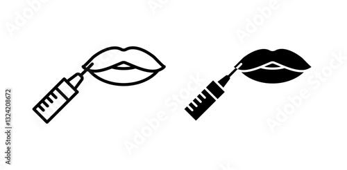 lips injection icon pack in flat and thin liner vectors graphic for ui designs