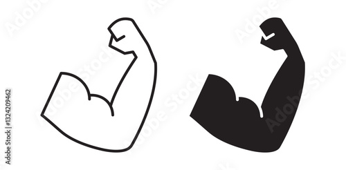 Muscle icon pack in flat and thin liner vectors graphic for ui designs