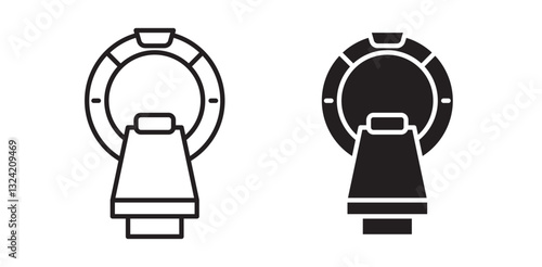 MRI machine icon pack in flat and thin liner vectors graphic for ui designs