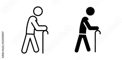 Old man icon pack in flat and thin liner vectors graphic for ui designs