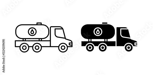 Oil tank truck icon pack in flat and thin liner vectors graphic for ui designs