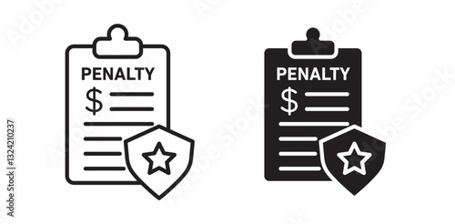 Penalty document icon pack in flat and thin liner vectors graphic for ui designs