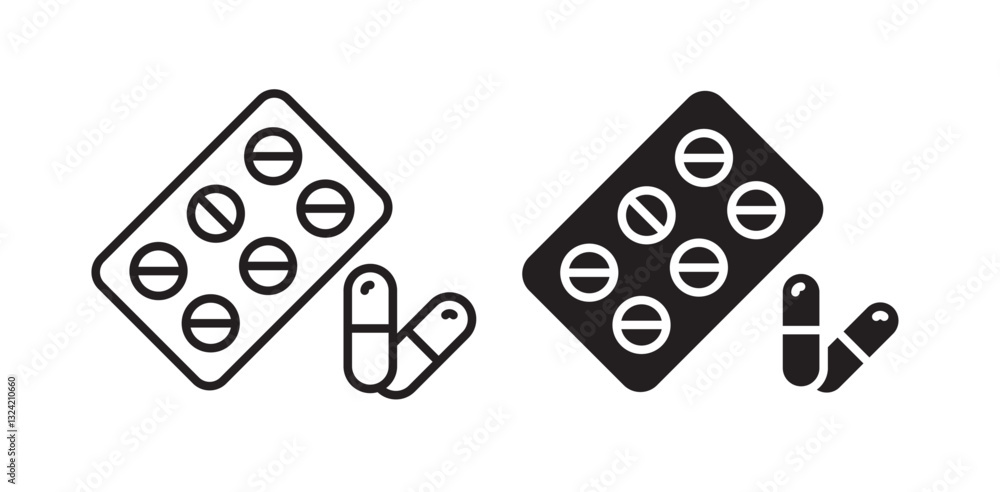 Pill capsule icon pack in flat and thin liner vectors graphic for ui designs Pill capsule icon pack in flat and thin liner vectors graphic for ui designs