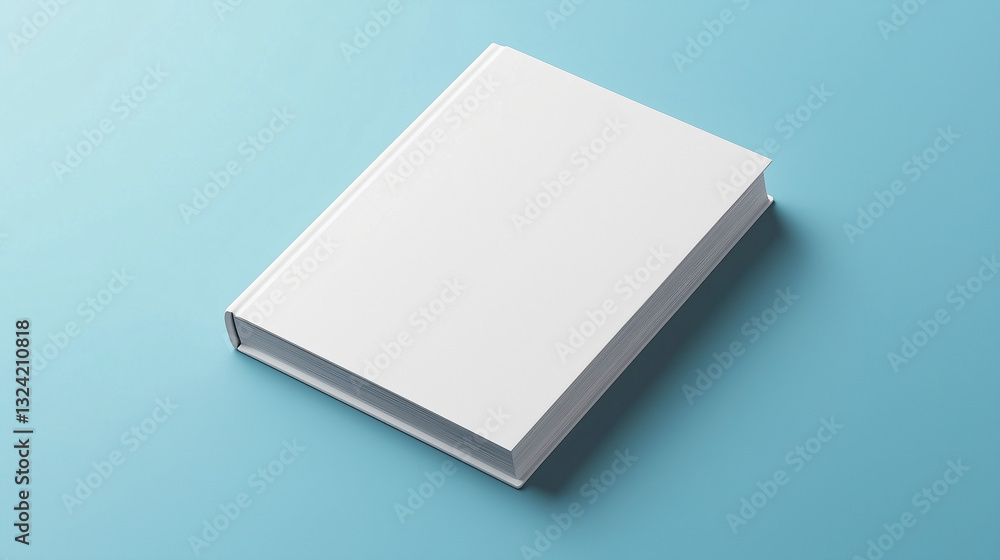 Minimalist Blank Book Mockup on a Clean Blue Background Minimalist Blank Book Mockup on a Clean Blue Background