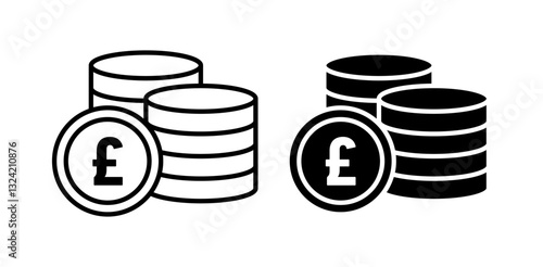 Pound icon pack in flat and thin liner vectors graphic for ui designs