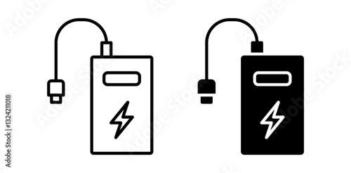 Power bank icon pack in flat and thin liner vectors graphic for ui designs