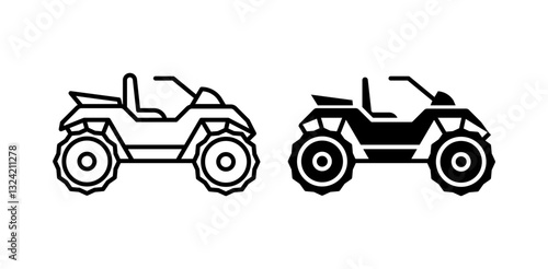 quad bike icon pack in flat and thin liner vectors graphic for ui designs