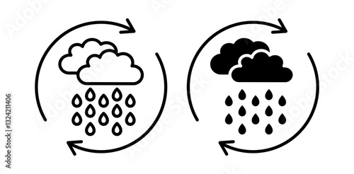 Rainwater harvesting icon pack in flat and thin liner vectors graphic for ui designs