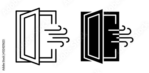 Room ventilation icon pack in flat and thin liner vectors graphic for ui designs