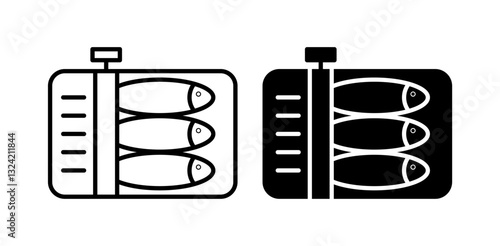 Sardines tin can icon pack in flat and thin liner vectors graphic for ui designs