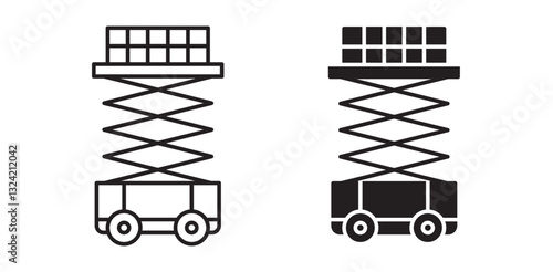 Scissor Lift icon pack in flat and thin liner vectors graphic for ui designs