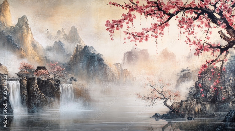 Fototapeta premium Chinese-style wall art. 