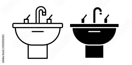 Sink unit icon pack in flat and thin liner vectors graphic for ui designs