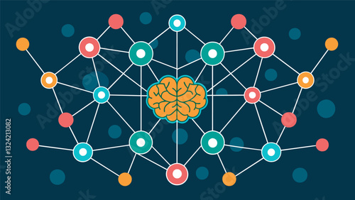 Like a complex web of neurons the digital brains data analysis was constantly evolving and adapting.. Vector illustration