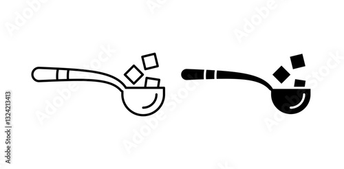 Sugar cubes spoon icon pack in flat and thin liner vectors graphic for ui designs