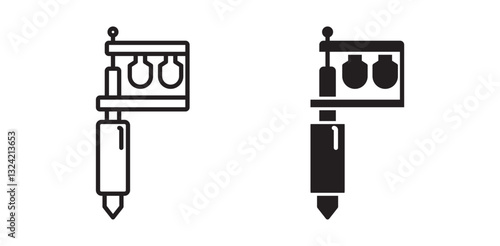 Tattoo machine icon pack in flat and thin liner vectors graphic for ui designs