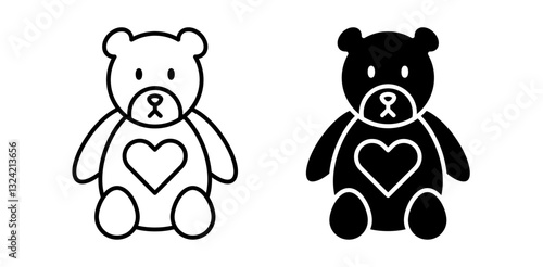 Teddy bear icon pack in flat and thin liner vectors graphic for ui designs