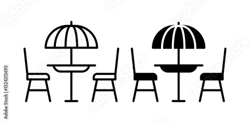 Terrace cafe icon pack in flat and thin liner vectors graphic for ui designs