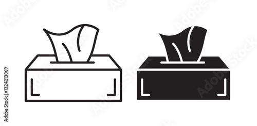 Tissue box icon pack in flat and thin liner vectors graphic for ui designs