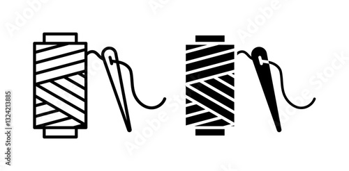 thread needle icon pack in flat and thin liner vectors graphic for ui designs