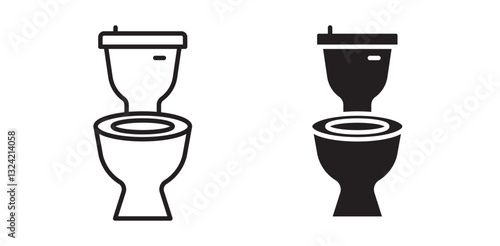 Toilet icon pack in flat and thin liner vectors graphic for ui designs